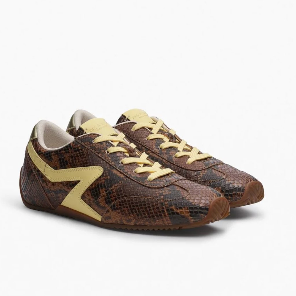 Rag & Bone Ultra Slim Retro Runner Sneakers In Mocha Snake
